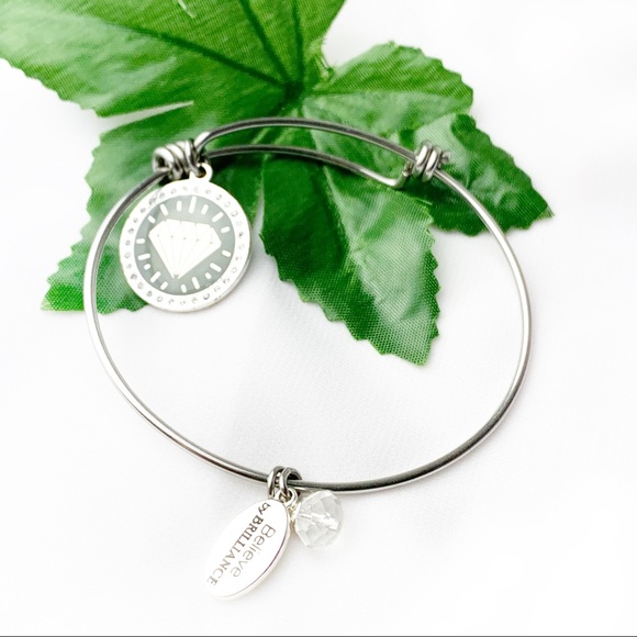 🌺 Believe By brilliance shine bright silver crystal rhinestone bangle bracelet - Picture 5 of 7
